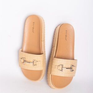 BAMBOO Women's Beige Slide Sandals